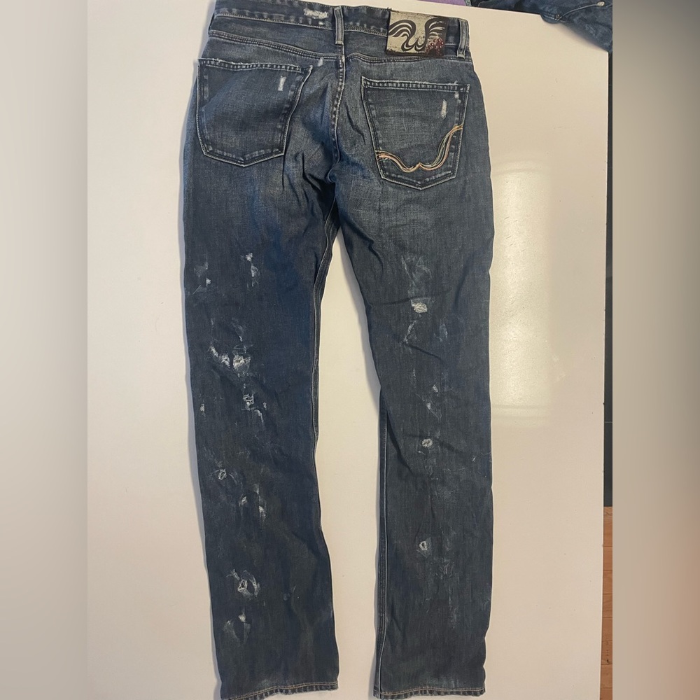 100% Cotton Vintage Replay Distressed Straight Leg Jeans, barely worn